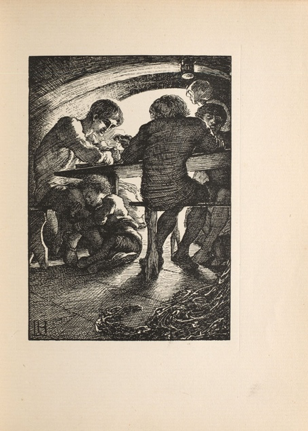 "Rol's Worship." Wood engraving by Clemence Housman after Laurence Housman's design showing her skill.