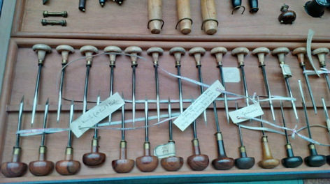 Victorian Wood Engraving Tools in the British Museum. Photo by Lorraine Janzen Kooistra 