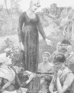 "Dinah Morris Preaching at Hayslope" by Will H. Low