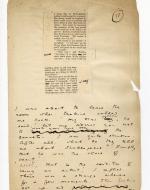 Folio 11 contains two cutouts from the upper portion of p. 11 of the Blackwood's 1889 printing glued down into a single column onto a notebook page. Wilde makes annotations on the Blackwood's cutouts and a lengthy addition below.