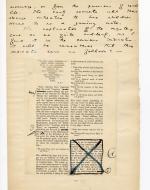 Folio 18 continues from folio 17 in Wilde's handwriting and then includes a full page of text from p. 13 of Blackwood's 1889 version glued into the notebook page with annotations within the page. This page is cropped on the top margin which removes the heading with year, title, and page number.  The bottom is also cropped to remove the bottom margin. 