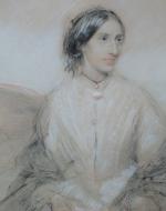 George Eliot, Chalk Pastel attributed to George Barker Jr. (ca. 1845)