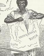 A Black Man Ripping Apart a Map of North and South 