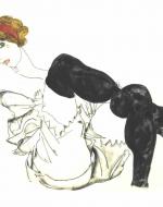 Schiele, Egon. Walburga Neuzil in Black Stockings. 1913. 