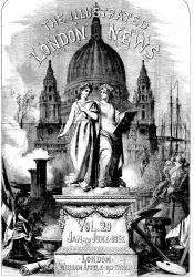 Cover page showing the sister arts, painting and writing, on a pedestal with Dome of St Paul's in background