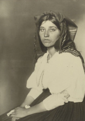 Portrait of Italian Immigrant in Ellis Island facility, c. 1900.