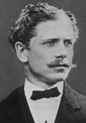 Black and white photograph of Ambrose Bierce circa 1866. Wikimedia Commons. 