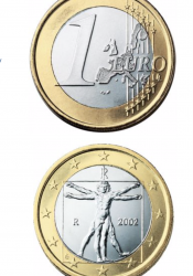 1 Euro Coin featuring da Vinci's "Vitruvian Man"