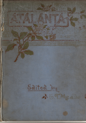 Decorated blue cover of bound Victorian magazine Atalanta