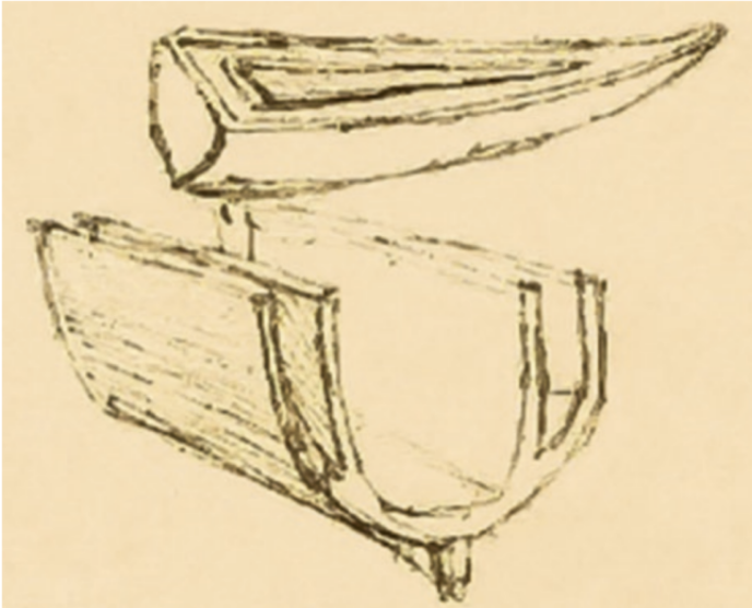 Drawings of DaVinci's double hull design