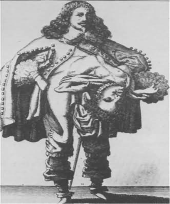 Lazarus and Joannes Baptista Colloredo were conjoined twins. The image shows Lazarus has full control of their body and Joannes' upper half and leg stick out of Lazarus.