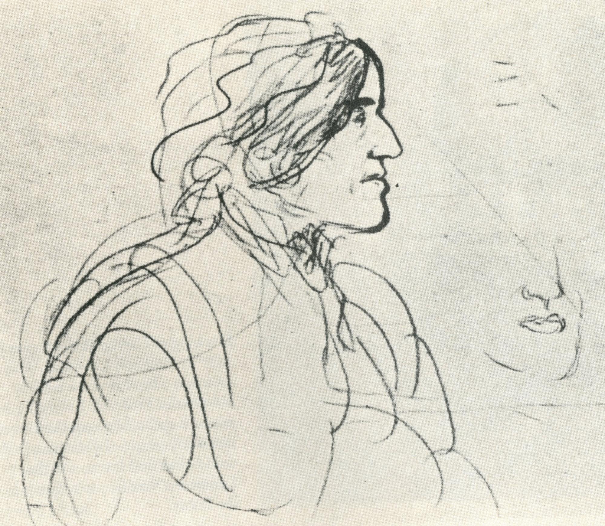 George Eliot, Sketch by George du Maurier (circa 1800's)