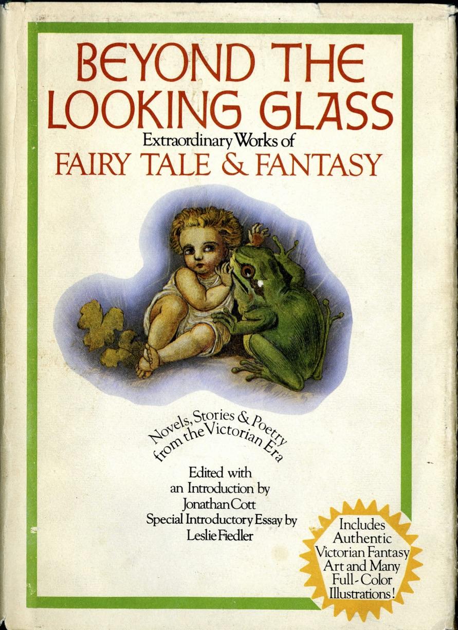 Cover of Anthology text Beyond the Looking Glass, featuring an illustration of a baby next to a large frog