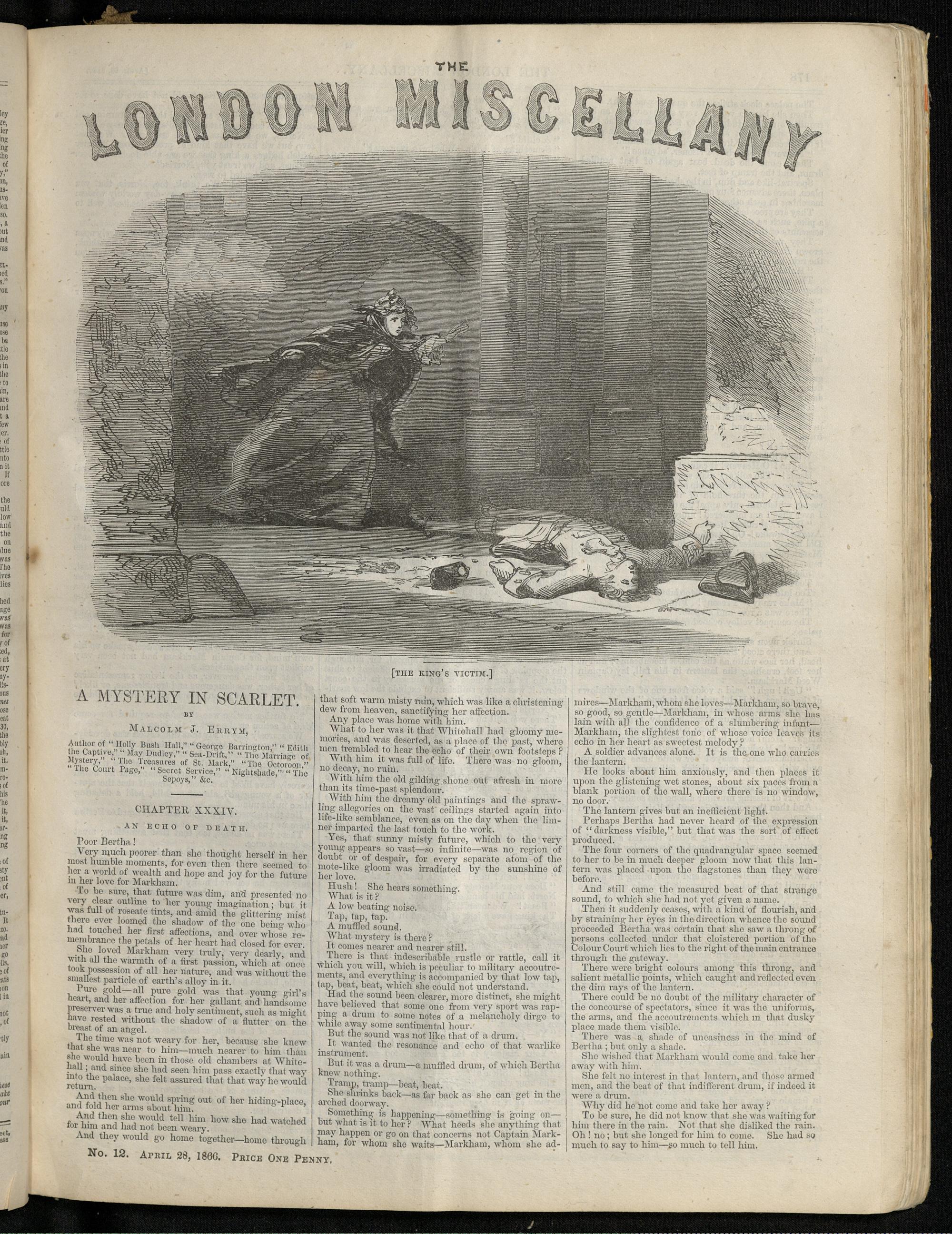 "The King's Victim." The London Miscellany 12 (28 April 1866), 177